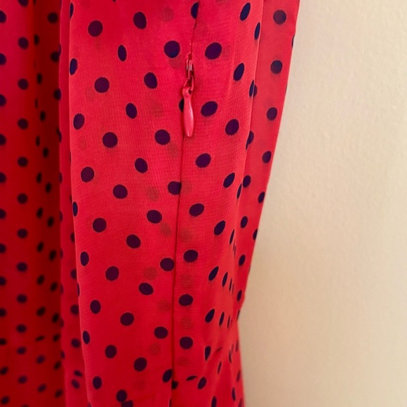 Trendyol| Red & Black Polka Dot Halter Midi Chiffon Dress Sz 4/36 - Picture 7 of 7